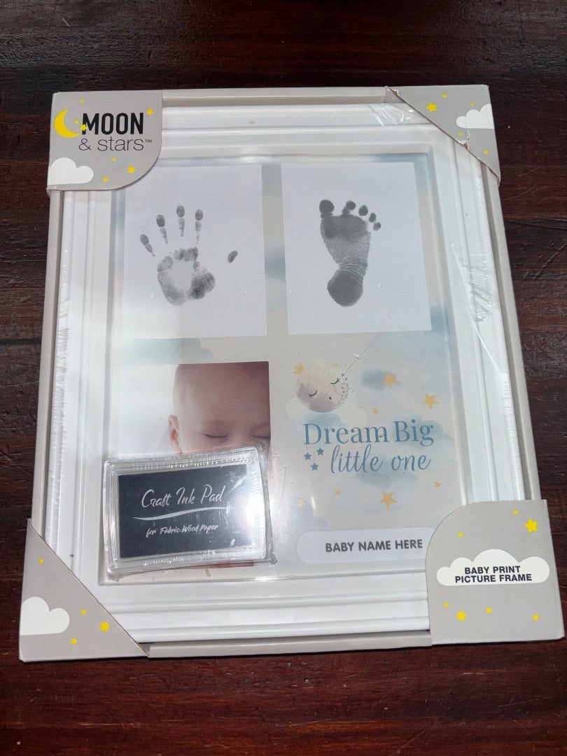 WHITE MOON AND STARS NEW BABY PRINT FRAME, BABY GEAR