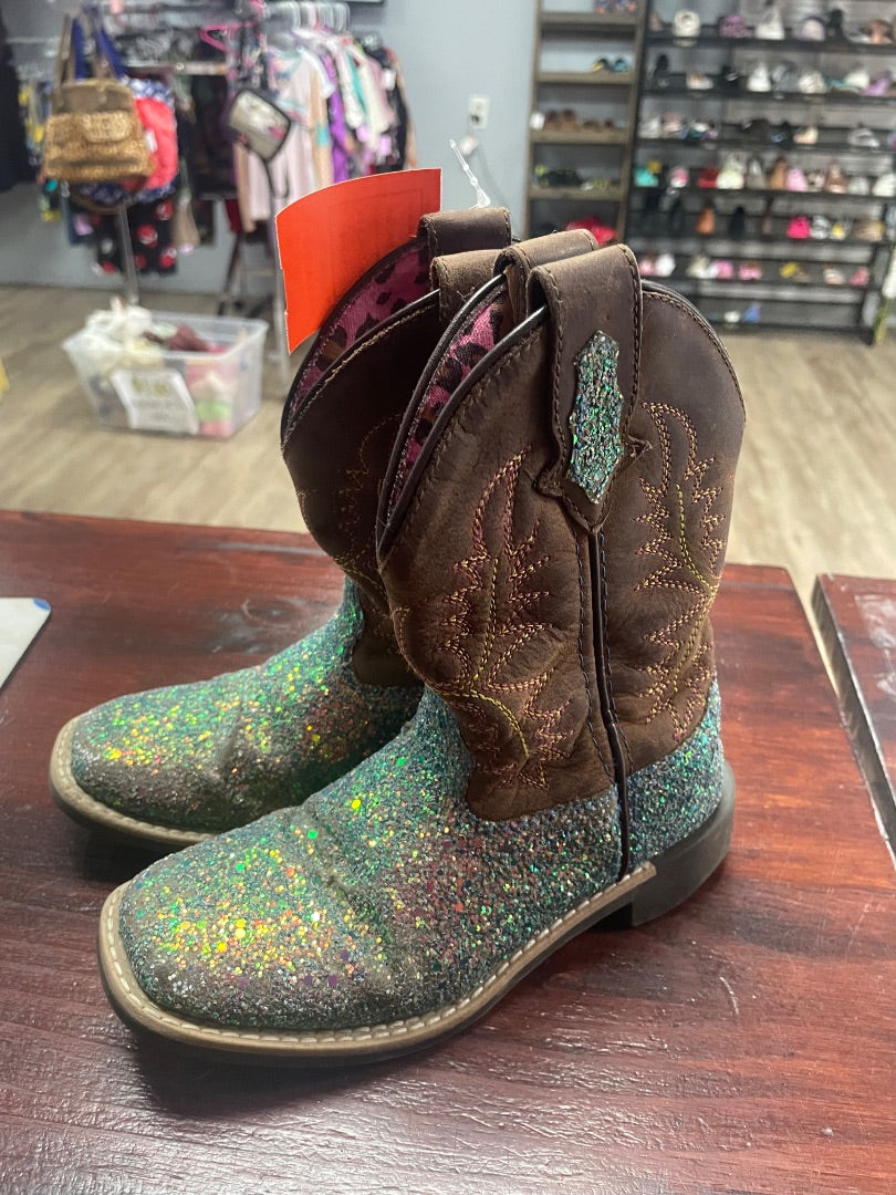 BROWN SMOKY MOUNTAIN GLITTER COWGIRL BOOTS, GIRLS 12