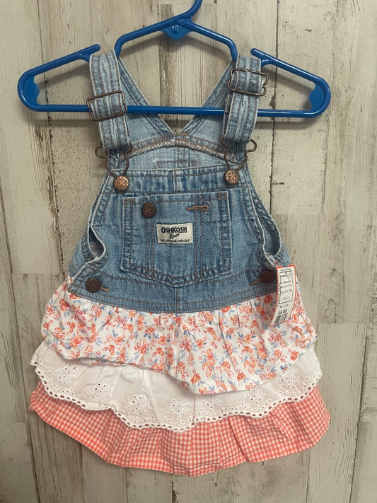 DENIM/PEACH OSH KOSH TIER OVERALL DRESS, GIRL 18M