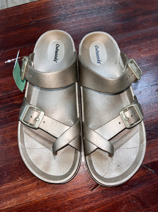 BRONZE OUTWOODS RUBBER BUCKLE SANDALS, SHOES A10