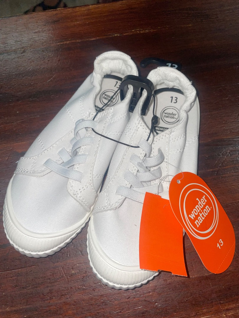 WHITE WONDER NATION NEW SLIP ON SNEAKERS, SHOES 13