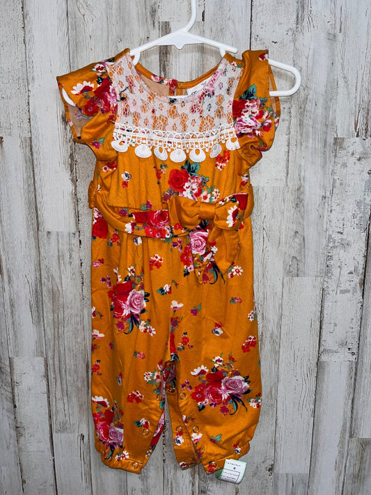 MUSTARD RARE EDITIONS FLORAL & LACE ROMPER, GIRL 3-6M