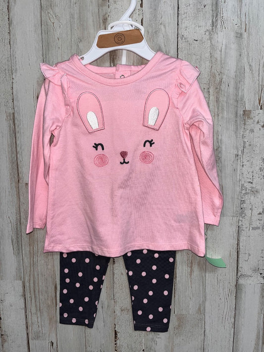 PINK/GREY GERBER BUNNY 2PC SET, GIRL 12M