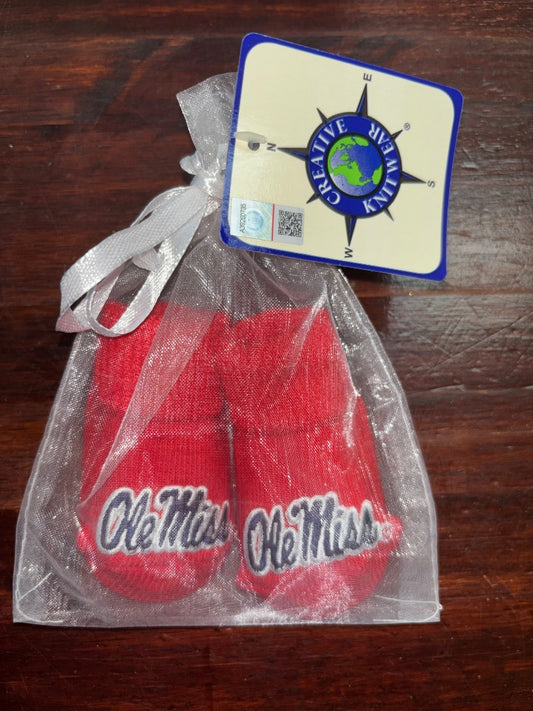 RED CREATIVE KNITWEAR NEW OLE MISS SOCKS, BABY GEAR