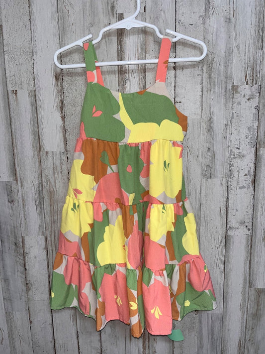 GREEN SOCIAL STANDARD FLORAL TIER DRESS, GIRL 3T