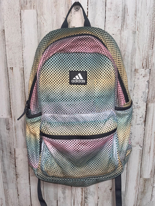 PINK ADIDAS RAINBOW MESH BACKPACK, HOLE AT CUP HOLDER, SEE PIC