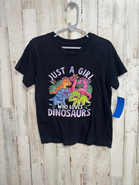 BLACK  DINO GIRL TEE, GIRL 4-5