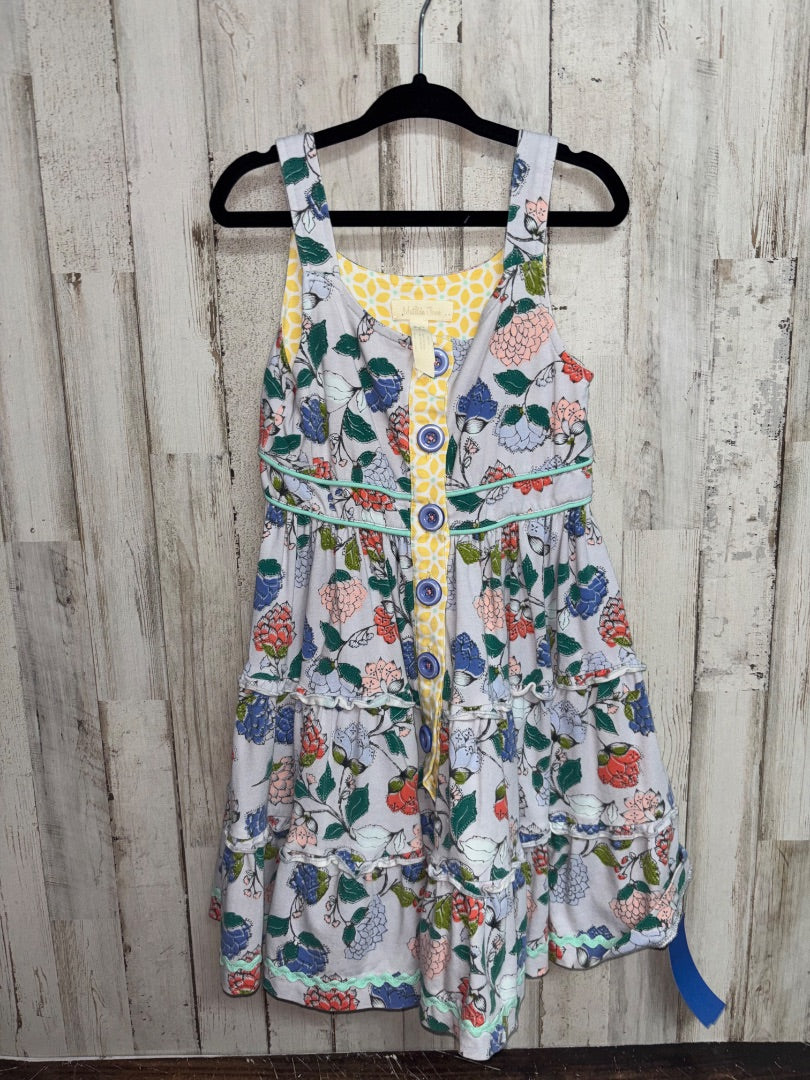 BLUE MATILDA JANE FLORAL BUTTON DRESS, GIRL 4T