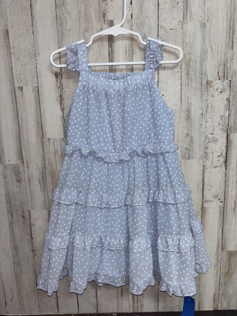 DUSTY BLUE RARE EDITIONS POLKA DOT DRESS, GIRL 4T