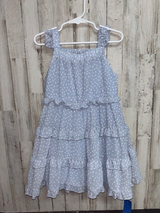 DUSTY BLUE RARE EDITIONS POLKA DOT DRESS, GIRL 4T