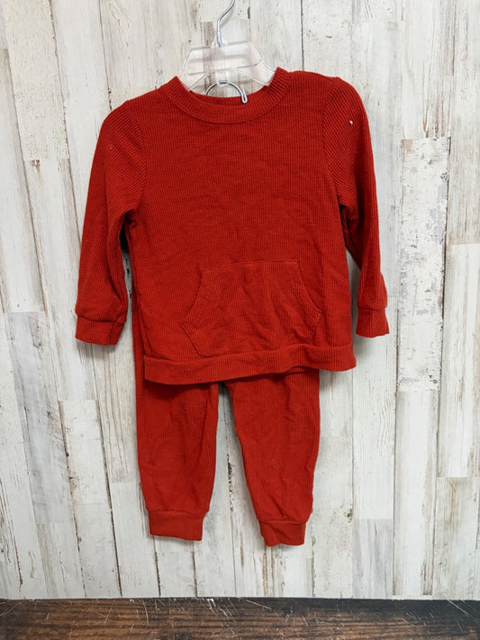 RUST CAT & JACK WAFLLE KNIT 2PC SET, BOYS 18M