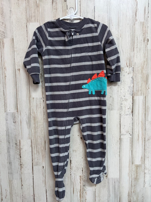 GREY  STRIPE DINO SLEEPER, BOYS 18M