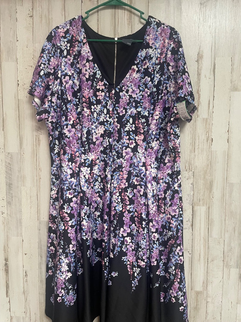 Black Gabby Skye Floral vneck dress, Ladies 2X