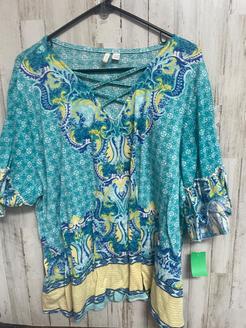 blue No brand Soft cross neck top, Ladies 3X