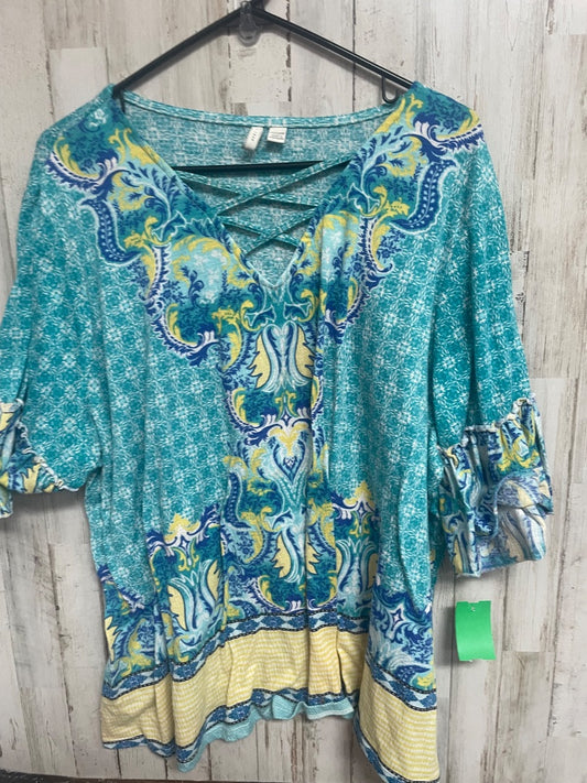 blue No brand Soft cross neck top, Ladies 3X