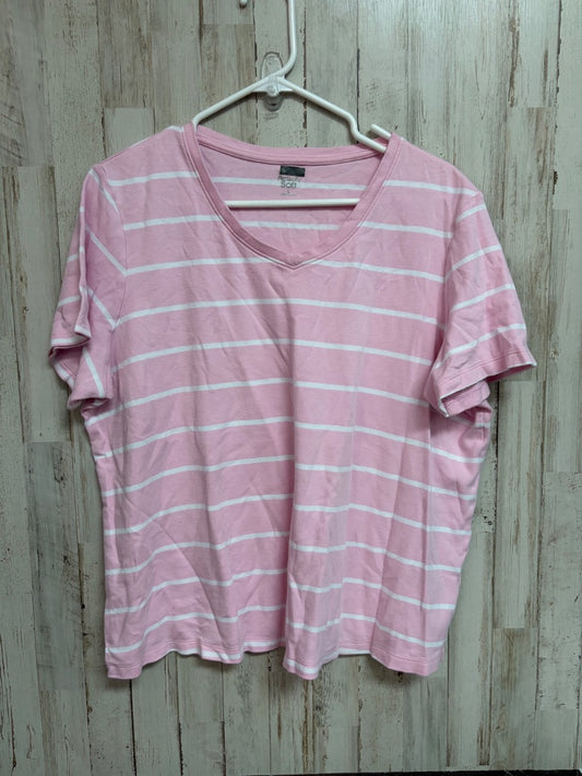 PINK  STRIPE VNECK, LADIES L