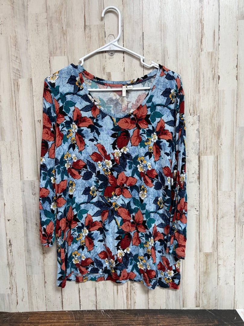 BLUE CATO FLORAL TOP, LADIES L