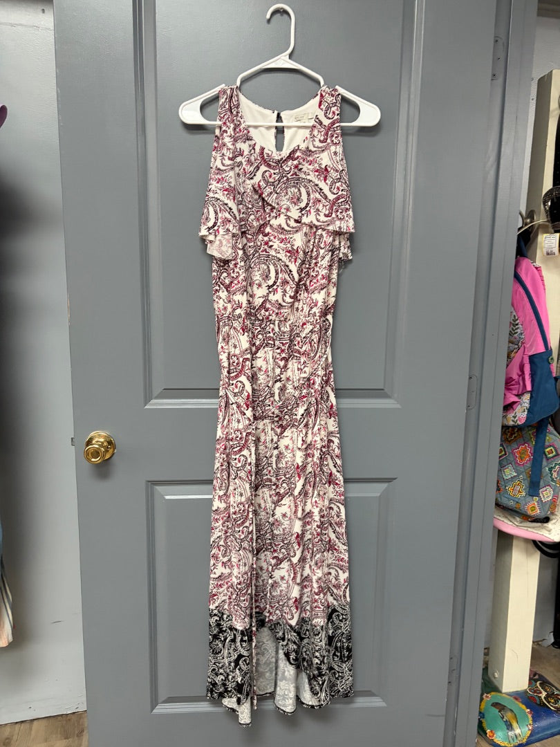 WHITE/PINK CATO PRINTED DRESS, LADIES XL