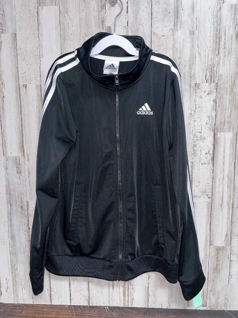 BLACK ADIDAS ZIP LOGO JACKET, BOY 10/12