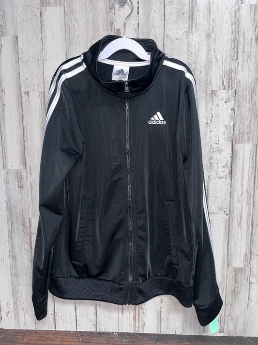 BLACK ADIDAS ZIP LOGO JACKET, BOY 10/12