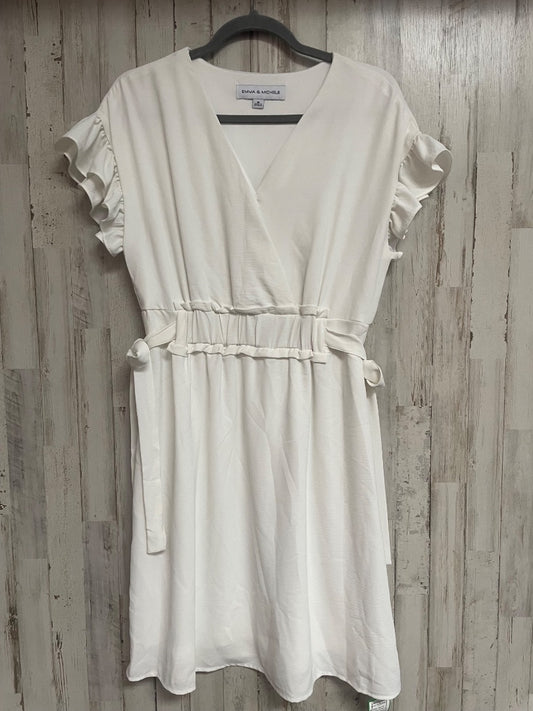WHITE EMMA & MICHELLEE RUFFLE TIE SIDE DRESS, LADIES M