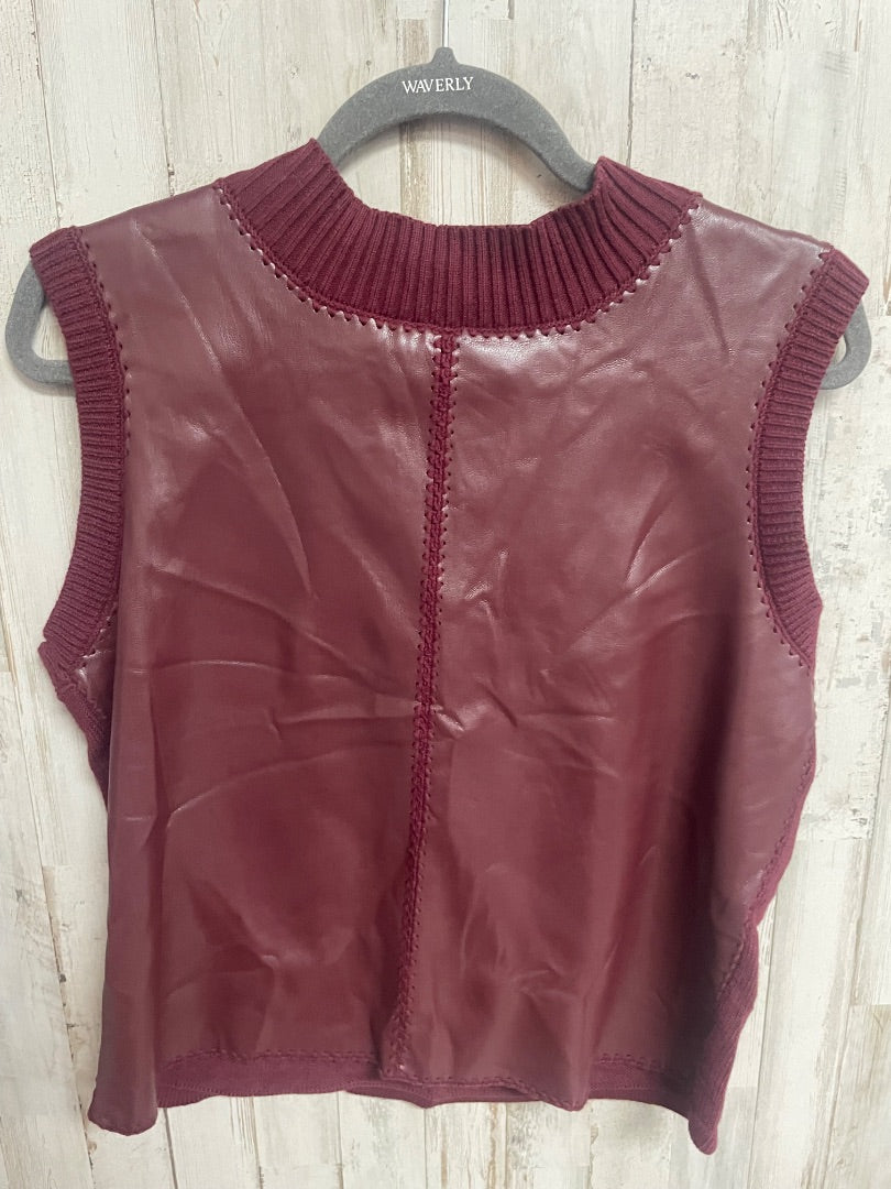 MAROON MELISSA NEPTON FAUX LEATHER/KNIT VEST, LADIES L