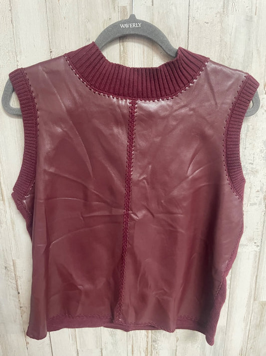 MAROON MELISSA NEPTON FAUX LEATHER/KNIT VEST, LADIES L