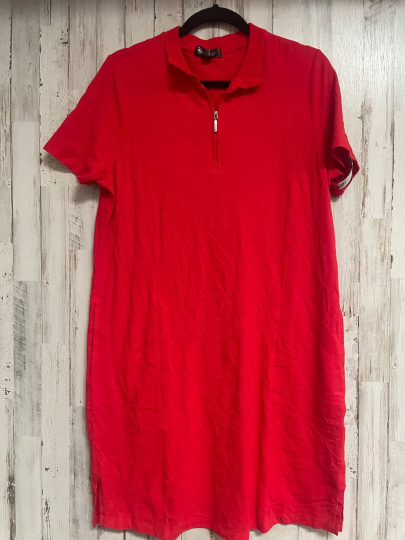 RED RENUAR ZIP POLO DRESS, LADIES L