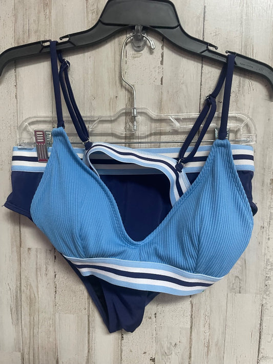 BLUE CUPSHE 2PC STRIPE SWIM, LADIES L