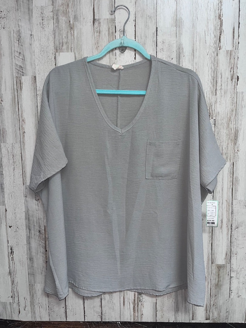 GREY JENNARATION TEXTURE POCKET V NECK, LADIES S