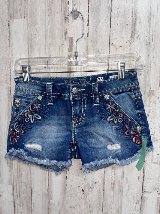 DENIM MISS ME SZ 24 EMBROIDERED SHORTS, LADIES S