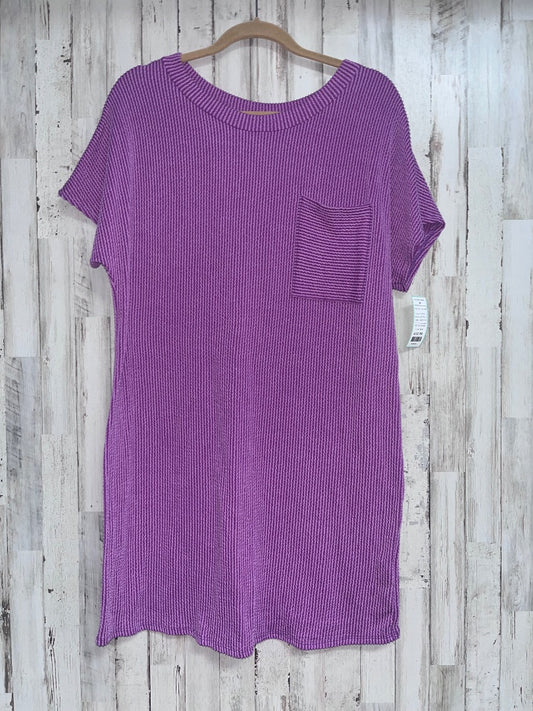 PURPLE ENTRO RIBBED POCKET T SHIRT DRESS, LADIES M