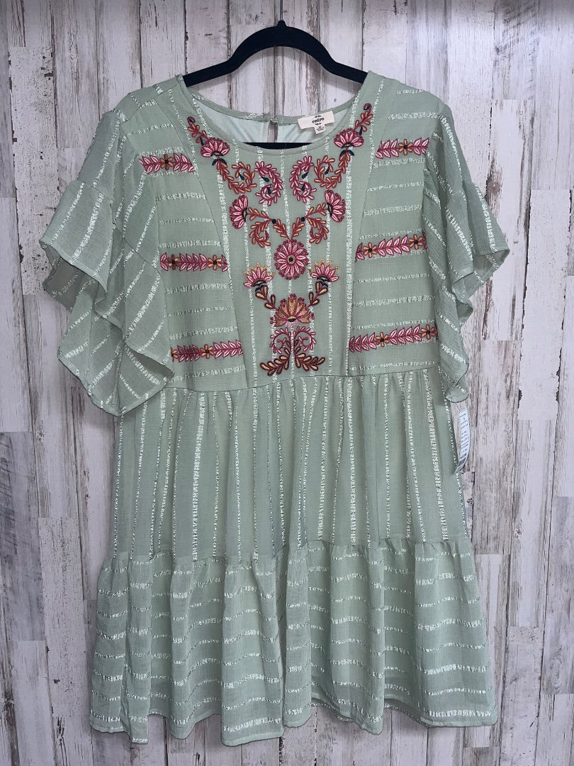 SAGE ENTRO FLORAL EMBROIDERED TIER DRESS, LADIES M