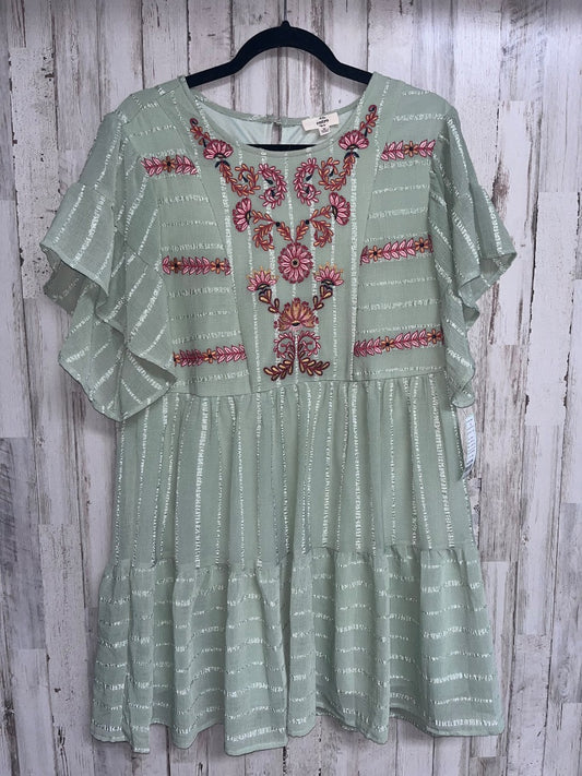 SAGE ENTRO FLORAL EMBROIDERED TIER DRESS, LADIES M
