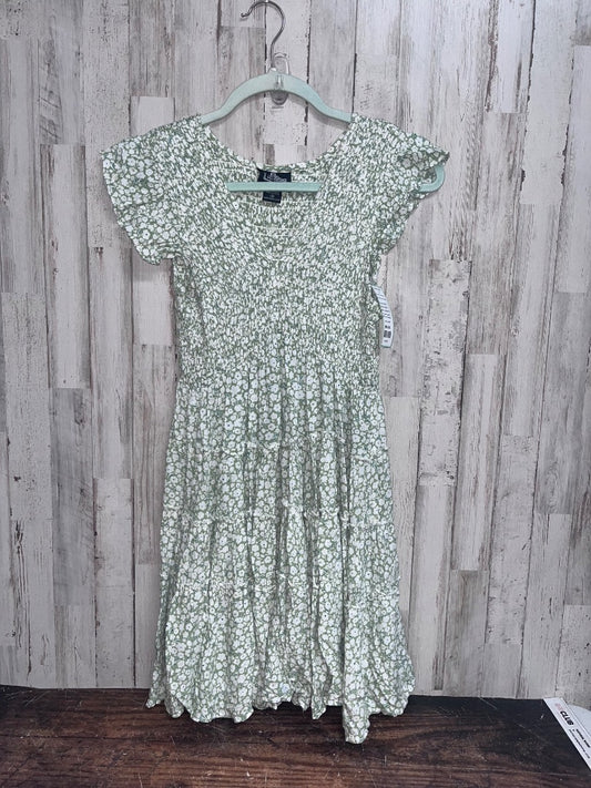 GREEN ANGIE SMOCKED FLORAL TIER DRESS, LADIES M