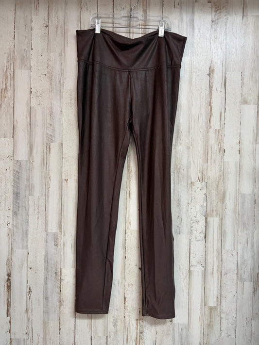 BROWN TIME & TRU FEAUX LEATHER LEGGINGS, LADIES XL