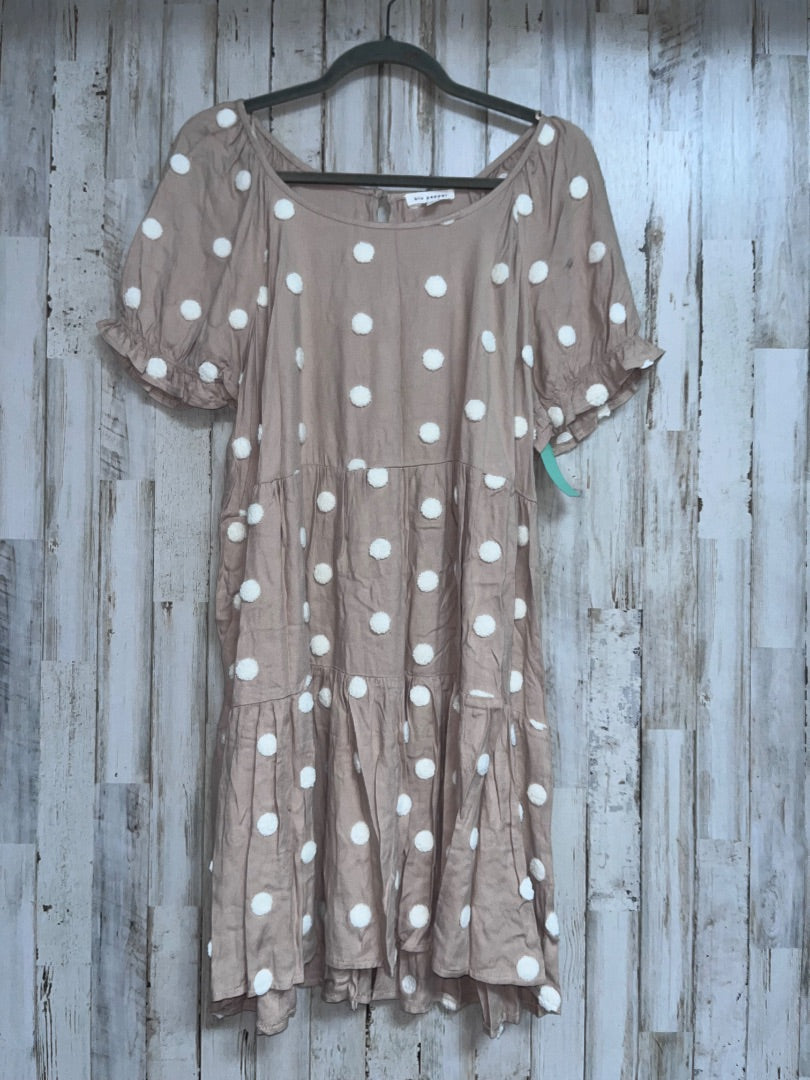 TAN BLU PEPPER PUFF DOT TIER DRESS, LADIES L