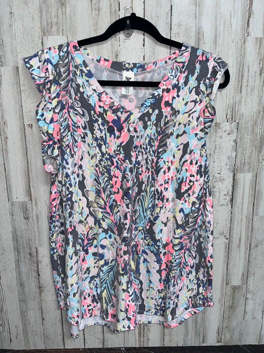 GREY  FLOWER PRINT COTTON TANK, LADIES L