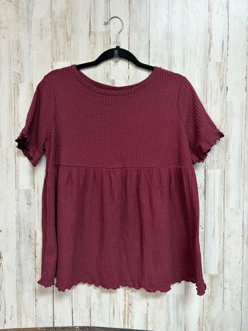 MAROON TIME & TRU WAFFLE MATERNITY TOP, LADIES S