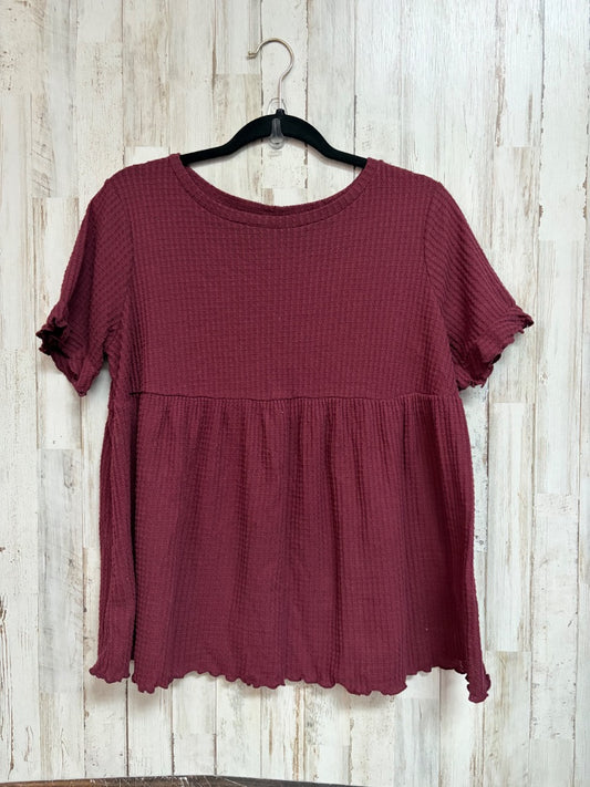 MAROON TIME & TRU WAFFLE MATERNITY TOP, LADIES S