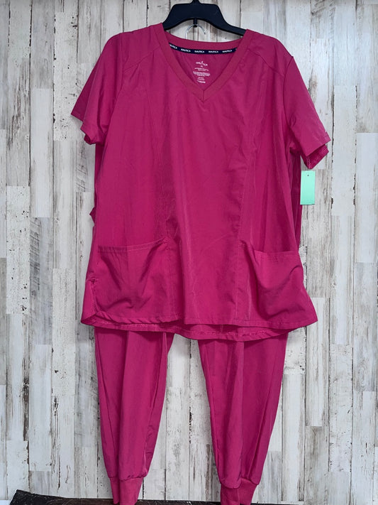 BRIGHT PINK NAUTICA SOFT 2PC SCRUB SET, LADIES XL