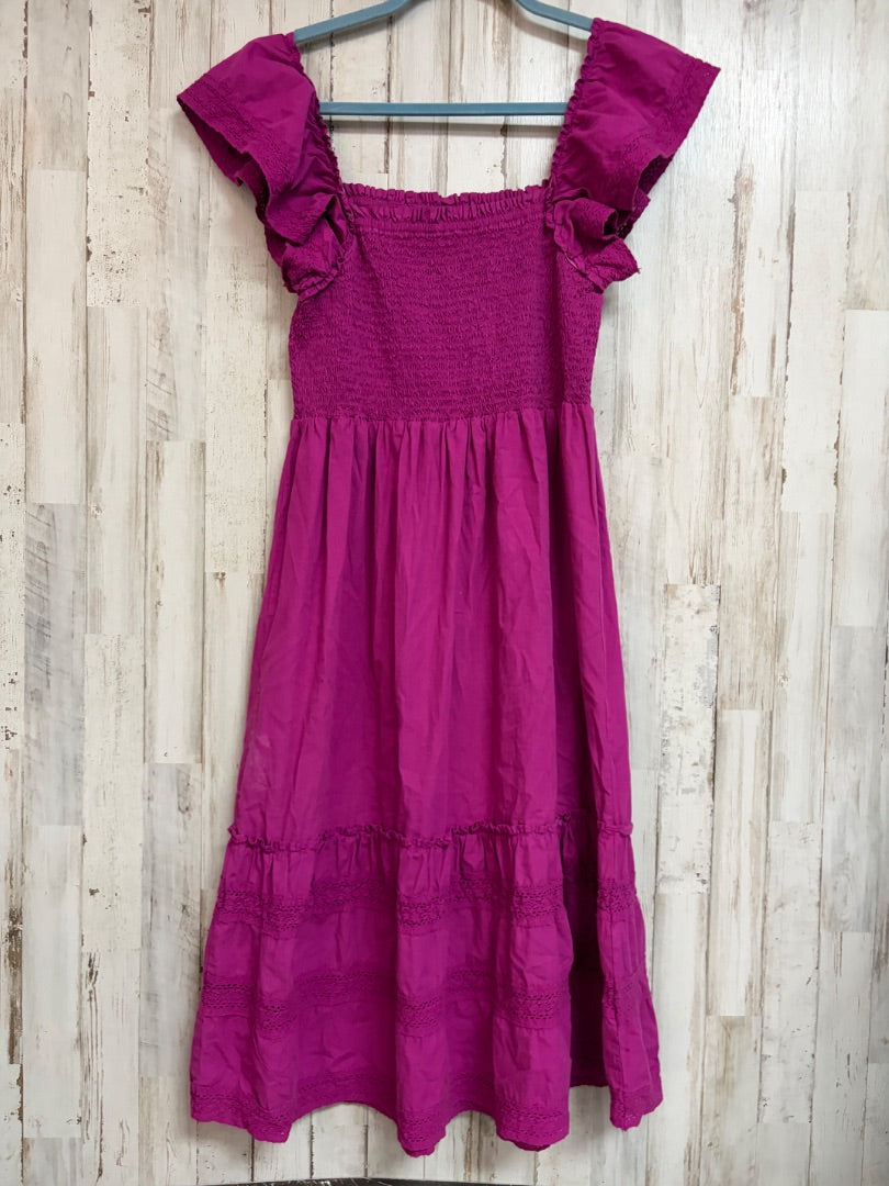 PURPLE BOBI SMOCK RUFFLE DRESS, LADIES L