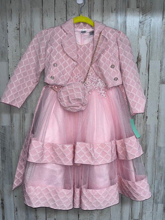 BLUSH PINK  PEARL DETAIL DRESS/JACKET/PURSE SET, GIRL 10