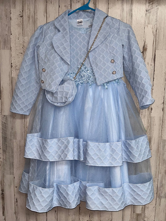 BLUE  PEARL/LACE DETAIL DRESS/JACKET/PURSE SET, GIRL 12