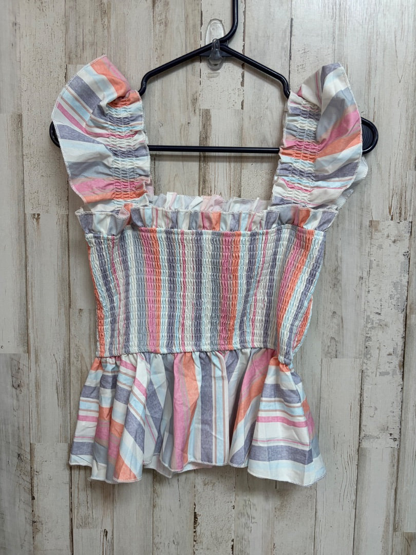 LT BLUE SHEIN SMOCK STRIPE TANK, LADIES S