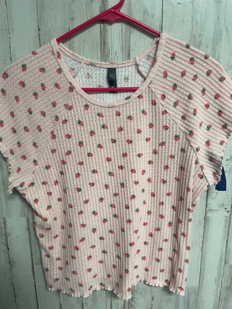PINK ALYA STRAWBERRY WAFFLE TOP, LADIES M
