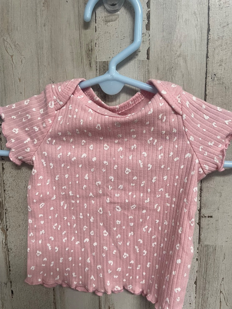PINK CARTERS RIBBED CHEETAH TOP, GIRL NB
