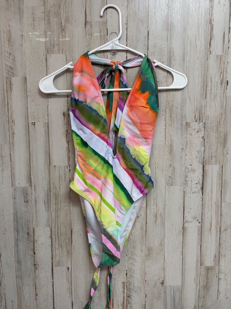 GREEN  PRINTED ONE PIECE SWIM, LADIES XS