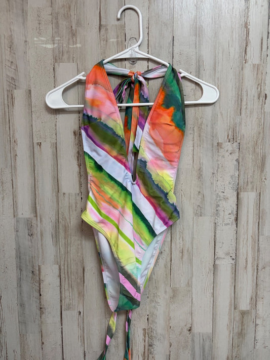 GREEN  PRINTED ONE PIECE SWIM, LADIES XS