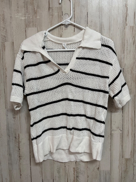 WHITE/BLACK OLD NAVY STRIPE KNIT TOP, LADIES M